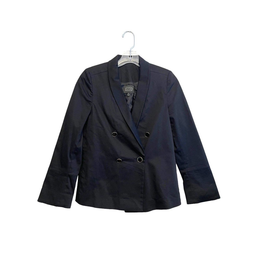 AYR Double Breasted‎ Black Blazer Jacket Women's Size 0 Button Up Cotton Knit